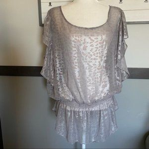 PAPER TEE woman pluz size peasant top animal print metallic